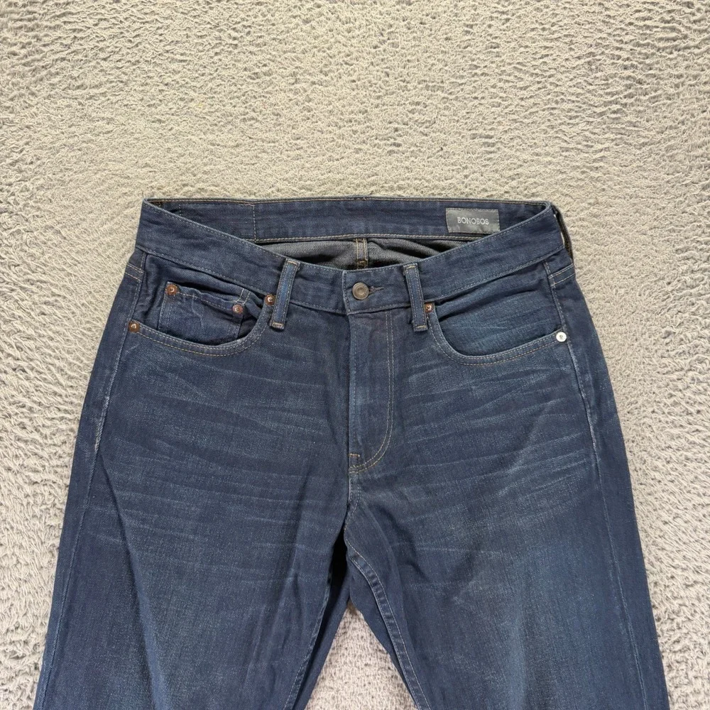 Bonobos Jeans Mens 32x32 Blue Cotton Denim Straight Athletic Fit Faded Stretch